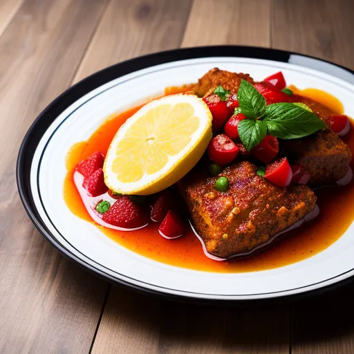 Seabass with cherry tomatoes berries herbs and olive oil in chuncky tomato sauce from Mercato